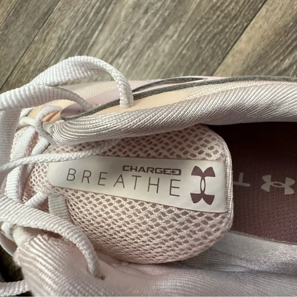 UNDER Armour Charged Breathe 2 Pink Textile Womens Lace Up Trainers sz 10